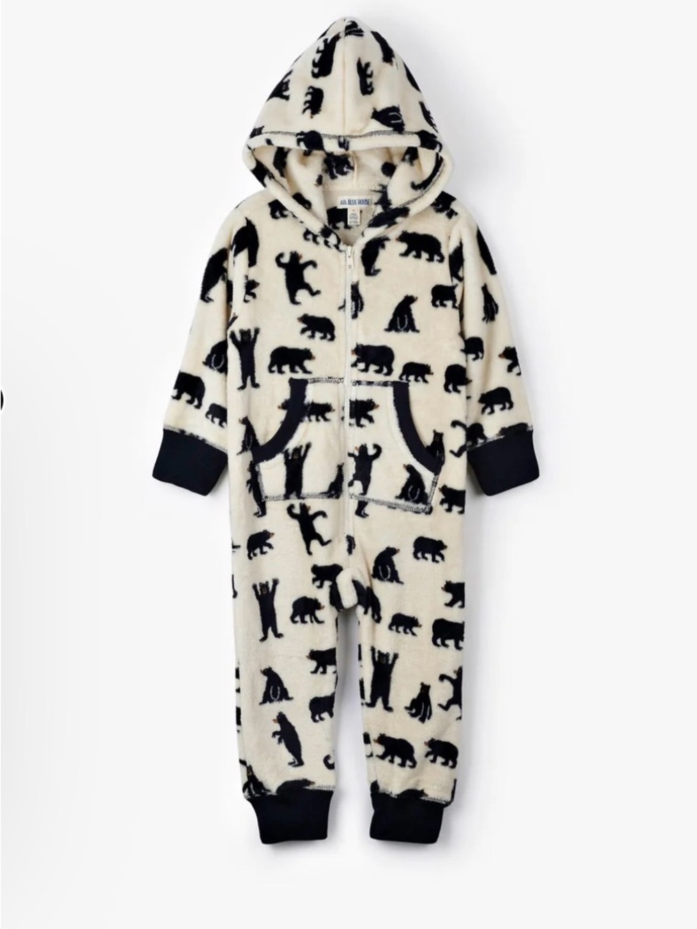 Little Blue House Kids Black Bears Hooded Fleece Jumpsuit